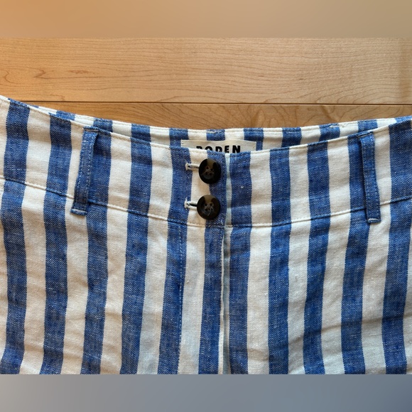 BODEN: 100% Linen- Classic Blue& White Striped Pants - Size 6R - Picture 2 of 9